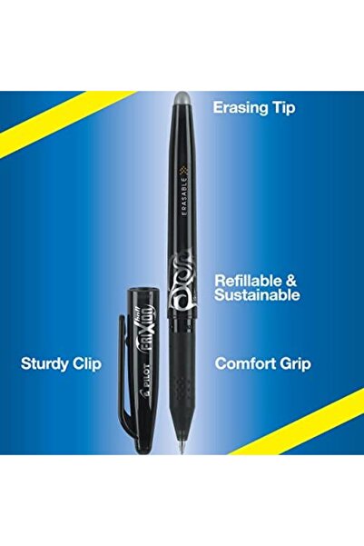 Pilot FriXion Ball 0.7mm Erasable Gel Pens, Fine Point (Black/Blue, 6 Pack)