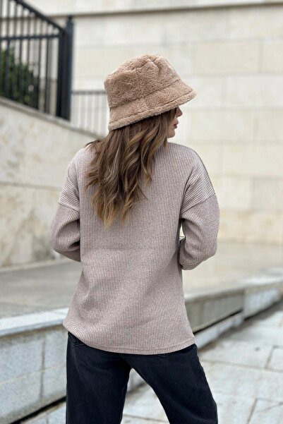 NEW LAVİVA Women's Mink Soft Texture Buttoned Knitwear Sweater, Long Sleeve, Regular Cut, Standard Size