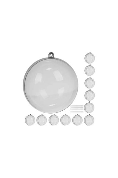 Ruhhy Set de 12 globuri acrilice, diametru 8 cm, transparente