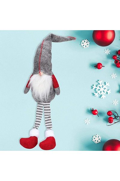 PROCART Toy elf 50 cm, Christmas decorative figurine, textile material, red and gray