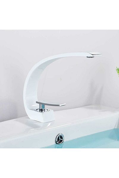 CasaVie Bateria Pentru Lavoar, Curbata In Forma De C, Alb, Cod 1484