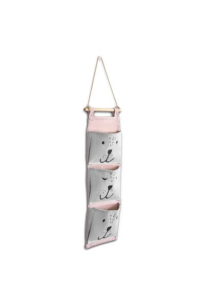 NUKIDO Hanging textile organizer Pink Bear