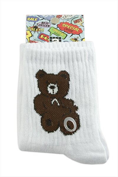 ZERO LAND BESTONLY Теди мече колежански чорапи 8X28-бели