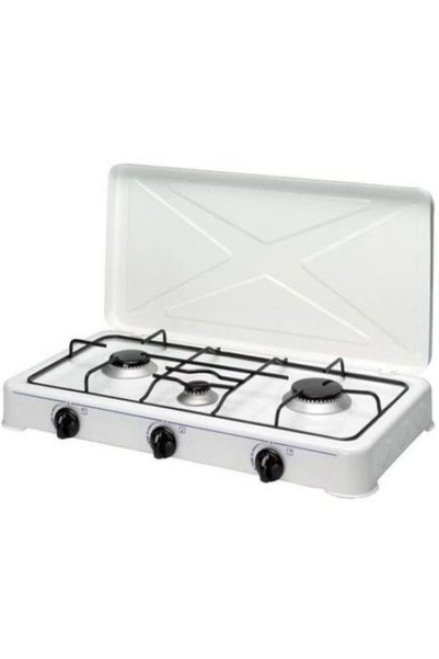 OEM Aragaz emailat cu 3 ochiuri Nurgaz alb, capac detasabil, putere 0.9 KW, 1...