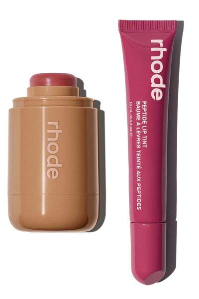 Rude مجموعة أحمر الخدود إسباسي جيرل وبلسم الشفاه الهلامي روج