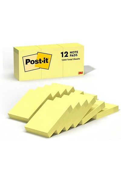 3M ملاحظات صغيرة من Post-it، 1.5 × 2 بوصة، 12 ورقة، أصفر كناري