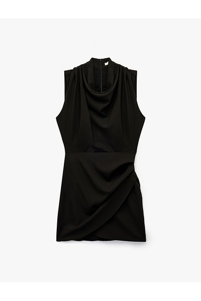 Koton Draped Sleeveless Degaje Neckline Mini Dress