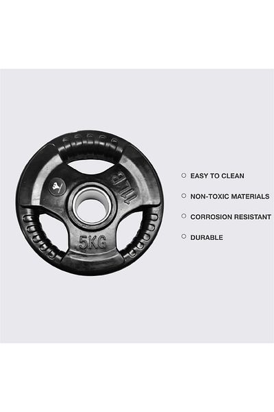 YALLA HomeGym 2.5KG Pair of Olympic Tri Grip Weight Plates, Solid Cast Iron Rubber Coated Weight Pla