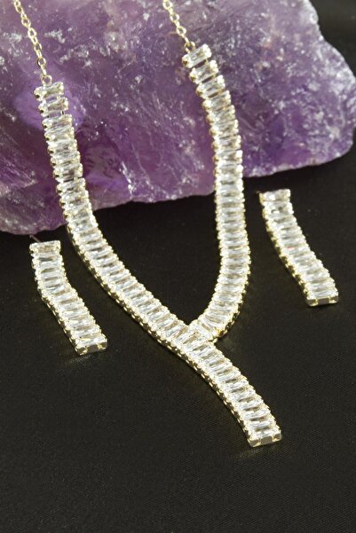 Ronanna مجموعة قلادة فاخرة من حجر الباجيت