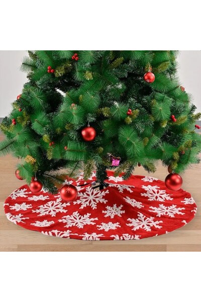 idei Covor de Crăciun, roșu cu fulgi de zăpadă albi, 120 cm