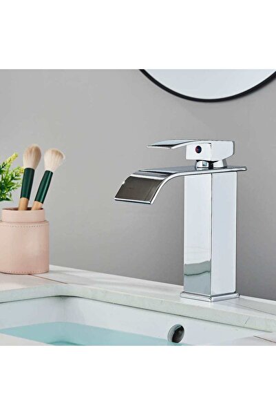 CasaVie Bateria pentru lavoar, curgere tip cascada, argintiu lucios, cod 1486