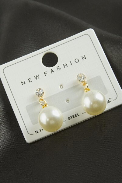ZERO LAND Hn-Shop Round Pearl Stone Earrings-Yellow
