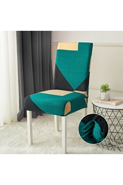 JOJO HOME Set 6 Huse pentru scaune, Jojo Home, material elastic, verde, negru