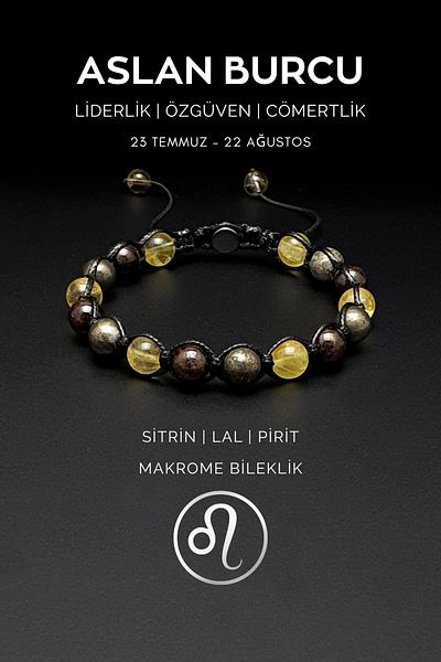 Seven Art Jewelry Natural Stone Bracelet, Handmade Leo Macrame Bracelet – Citrine, Garnet and Pyrite Stones