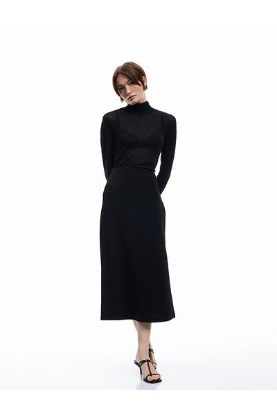 Koton Crepe Scuba Fabric Comfortable Fit Midi Length A-Line Skirt