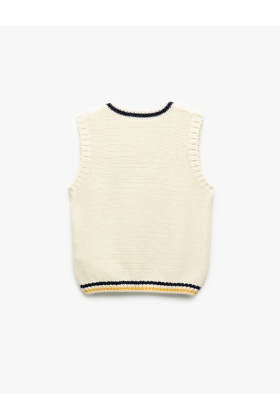Koton V-Neck Knitted Textured Bow Detailed Sweater Sweater