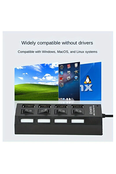 USB 4-port socket with multi-function lighting