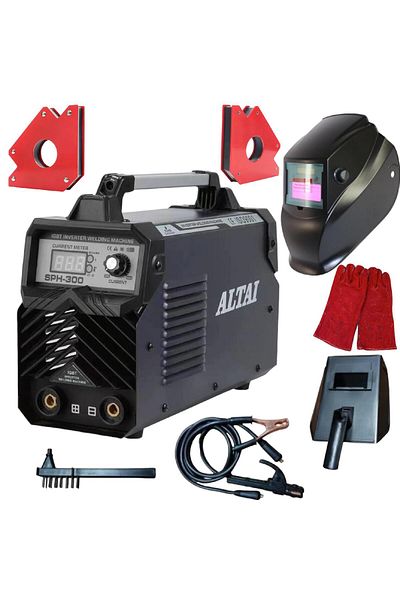 OEM Set Aparat de sudura Altai Profi 300A cu Masca Automata, Manusi si Coltar Magnetic