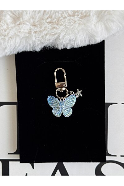 WhimsyWhite فراشة لامعة مع جانجان، سلسلة مفاتيح نجم البحر، زينة محفظة كوكيت، ...