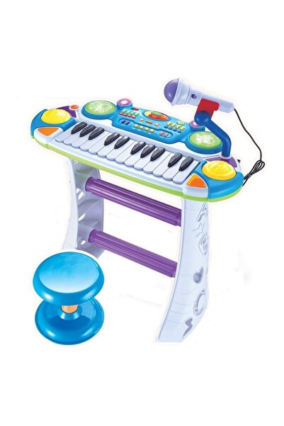 OEM Orgă de jucărie cu scaun și microfon funcțional pentru băieți 335 Albastră