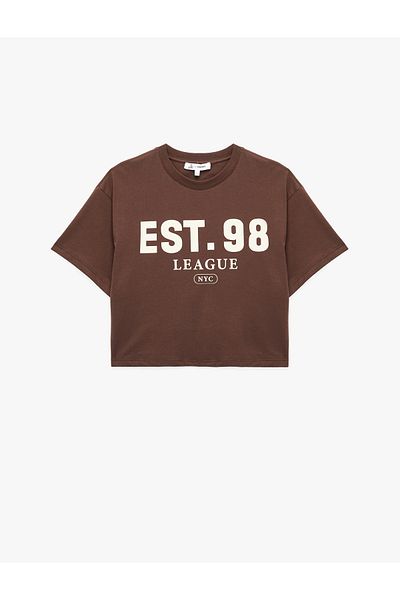 Koton Short Sleeve Crew Neck Printed Oversize T-Shirt