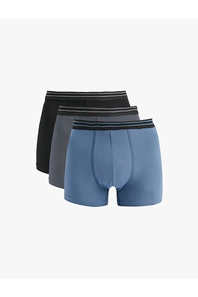 Koton Cotton Regular Fit Stripe Detailed 3-Piece Boxer Set