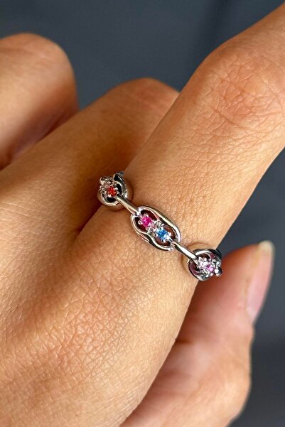 TAKIŞTIR Silver Color Stone Detailed Adjustable Ring