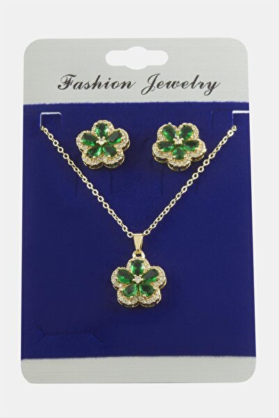 CT STONES Flower Zircon Stone Set Necklace