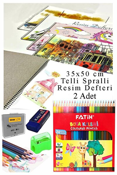 Artlantis 24 لونًا من طلاء فاتح الجاف مقاس 35 × 50 سم دفتر رسم سبرالي مع ممحا...