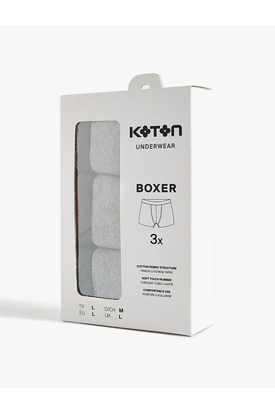 Koton Cotton 3-Piece Boxer Set with Rubber Detail