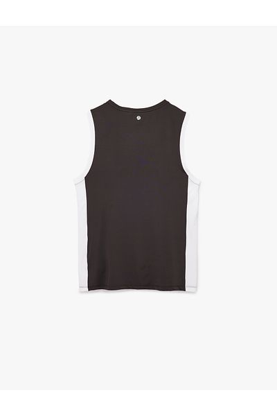 Koton Sleeveless Crew Neck Color Contrast Oversize Printed Sports Tank Top