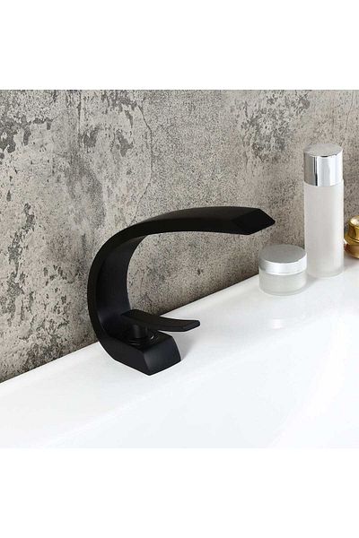 CasaVie Bateria pentru lavoar Deko Matte, curbata in forma de C, negru mat, cod 1379