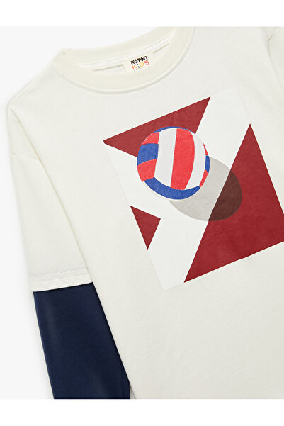 Koton Long Sleeve Crew Neck Cotton Printed Oversize T-Shirt