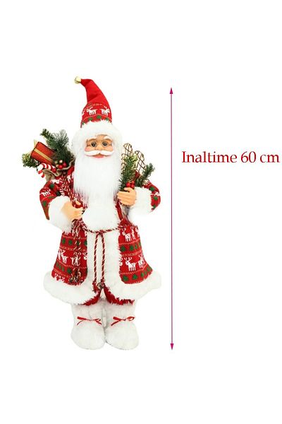 PROCART Santa Claus 60 cm, decorative figurine, gift bag, hat with bell