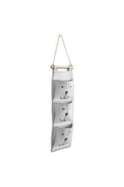 NUKIDO Grey Teddy Bear Hanging Textile Organizer