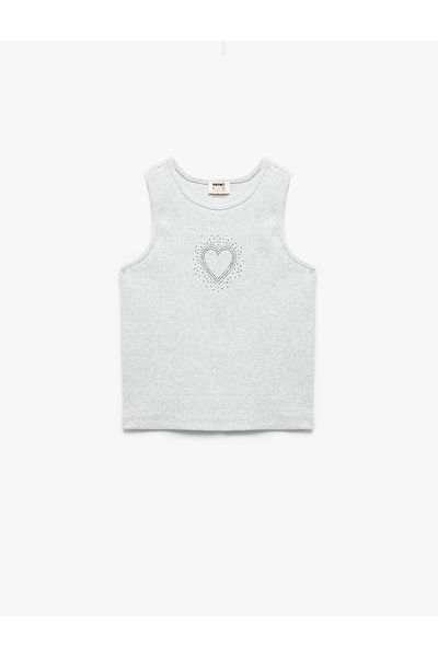 Koton Βαμβακερό Crop Singlet με λεπτομέρεια από πέτρα