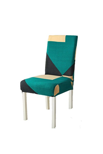 JOJO HOME Set 6 Huse pentru scaune, Jojo Home, material elastic, verde, negru