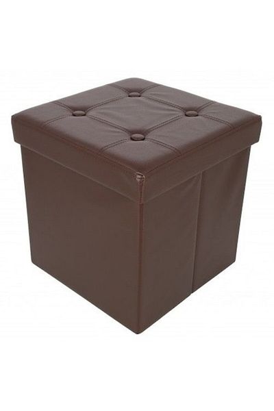 OEM Otoman pliabil cu spațiu de depozitare și capac reversibil, 38x38x38 cm, SWBSATB75 (maro)