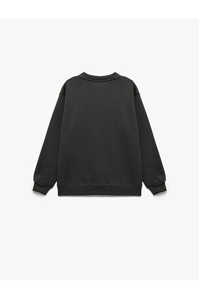 Koton Cotton Long Sleeve Crew Neck Printed Hooded Sweatshirt