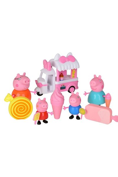 ANGMAD Peppa Pig Toy Set with Ice Cream Truck and 4 Figurines