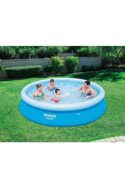 BESTWAY حوض سباحة دائري قابل للنفخ سريع التركيب، مقاس 12 قدمًا × 30 بوصة - سهل التركيب، مناسب للأنشطة الخارجية