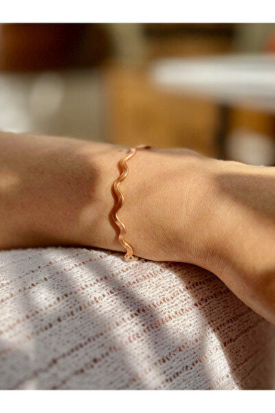 Yubi Dövme Bakır Dalga Figür Kelepçe Rose Asansörlü Bileklik.