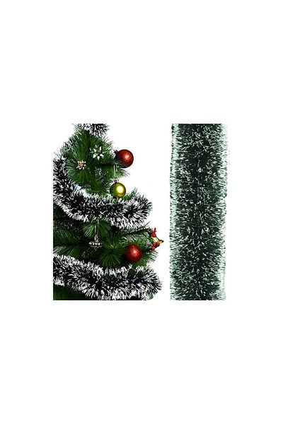 Ruhhy Christmas decorative tinsel, length 6 meters, snowy look tips, thickness 15 cm