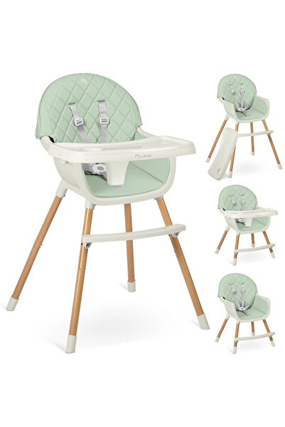 NUKIDO Scaun de masa multifunctional 3in1 pentru copii cu masuta reglabila si detasabila,husa din PU usor d