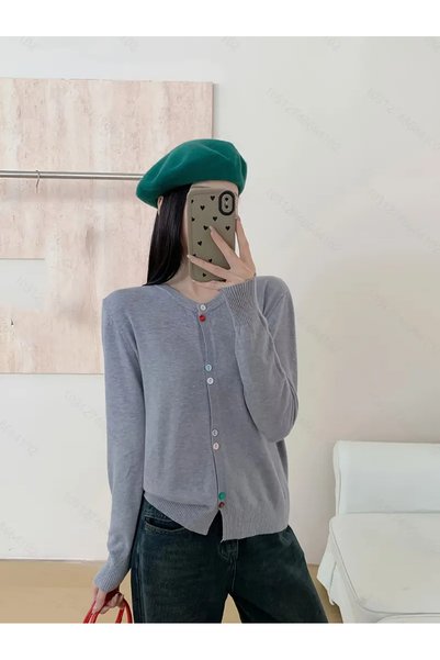 Ugdelia Women's Colorful Buttoned Knitwear Cardigan