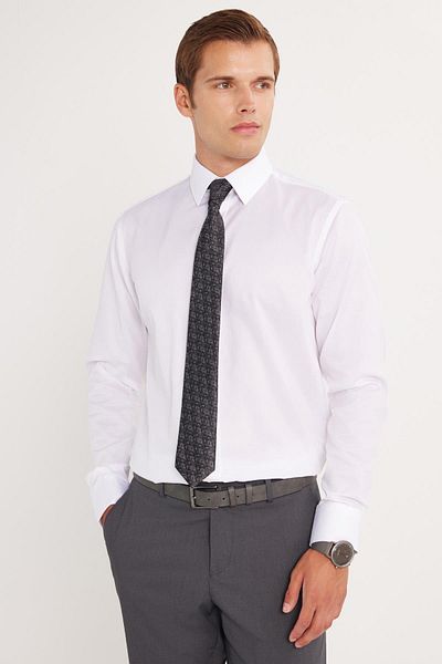 Tudors Regular Fit White Non-Iron 100% Cotton Eco-Friendly Ecoteks Certified No-Iron Shirt