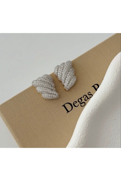 ALİA Midye küpe kristal taş paslanmaz çelik