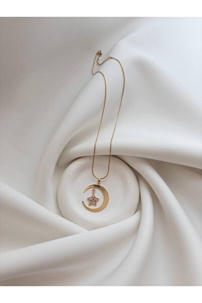 Minne Jewelry-Accessory قلادة من الفولاذ - قلادة حجر نجمة هلالية - قلادة هلال...