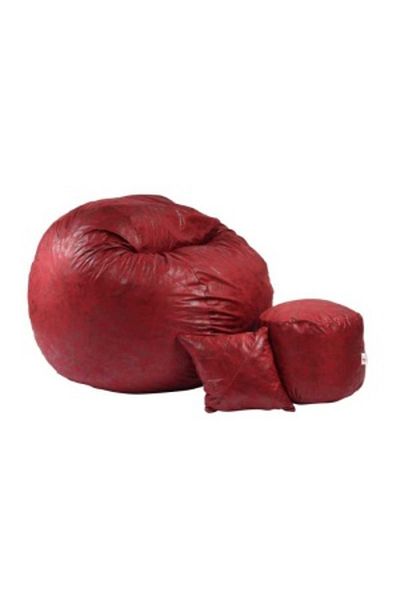 Pufrelax Set Fotoliu King Size cu Otoman (suport picioare) si Perna, Material Textil - Cranberry
