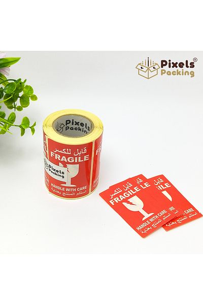 PixelsPacking Pixel Packing Fragile Warning Label Roll Rectangular Design 250 Safe Shipping Labels 15x10cm